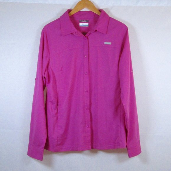 Columbia Tops - Columbia Womens Omni-Shade Sun Protection Pink Pleated Long Sleeve Shirt…